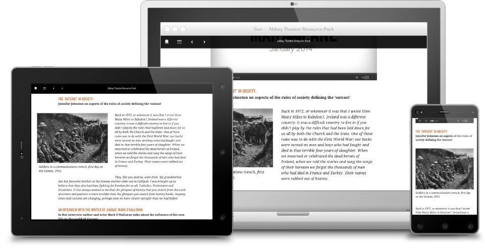 Sive articles on iPad, desktop and iPhone devices