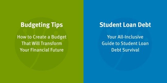 Screenshot of ReadyForZero's latest ebooks on Budgeting Tips and Student Loan Debt