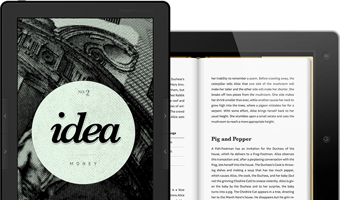 Woopie output on tablets and ereaders showing Idea magazine
